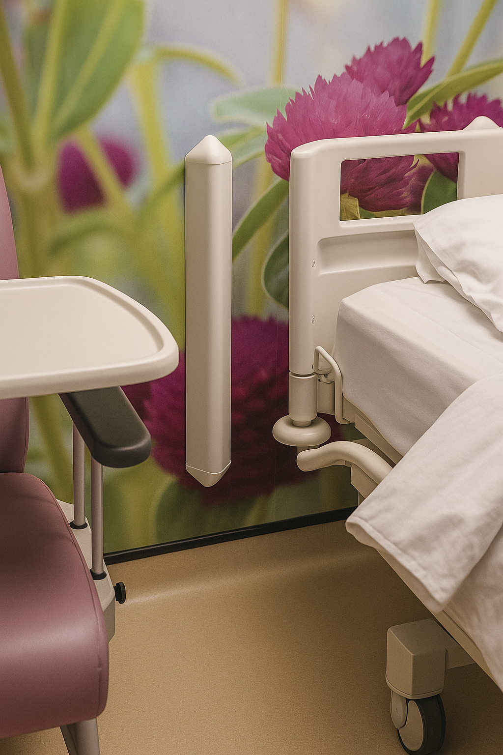 Angled Bed Head Protection Rail - Pair / Flat / 700